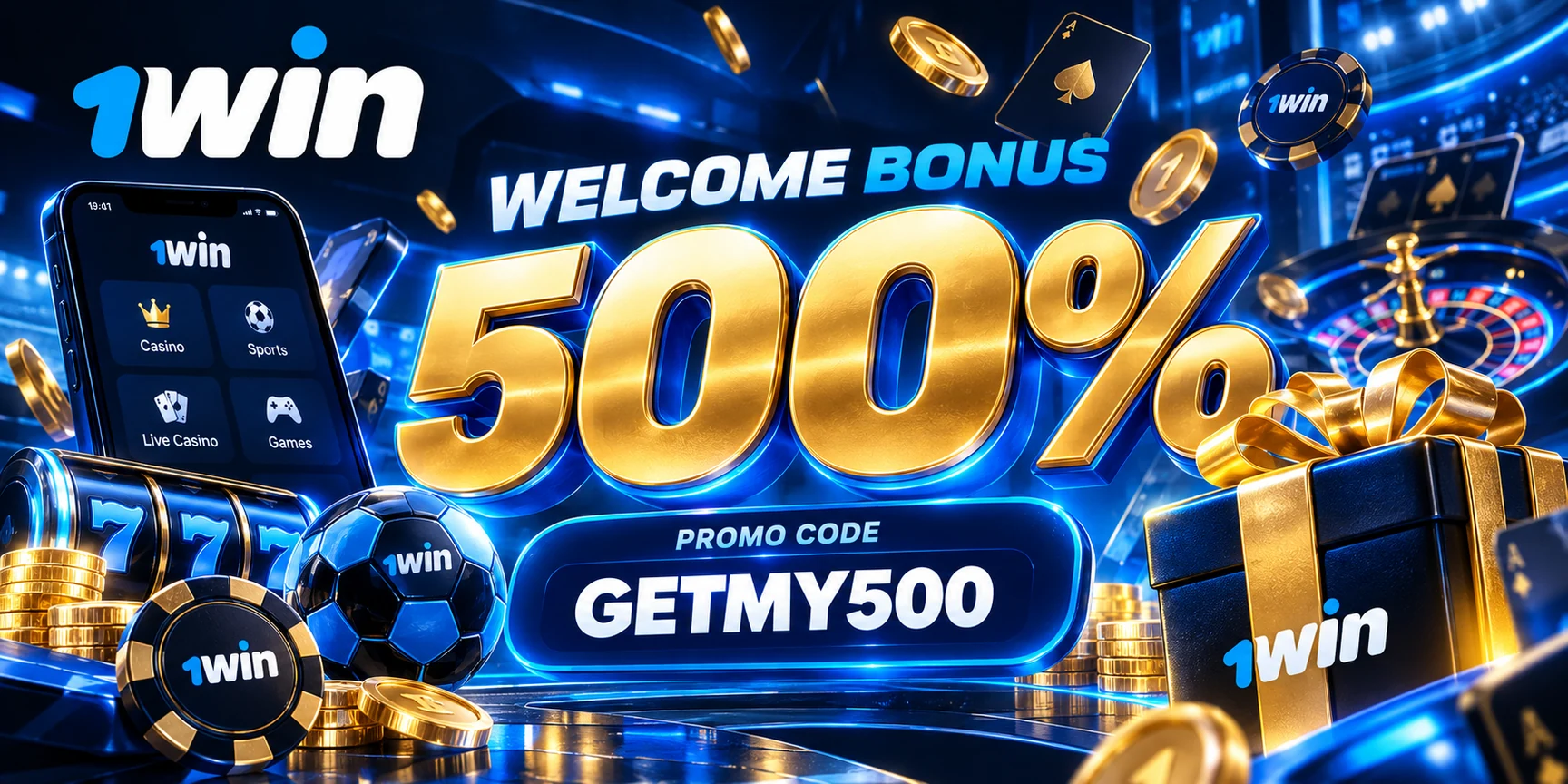 1win — 500%, Promo code GETMY500
